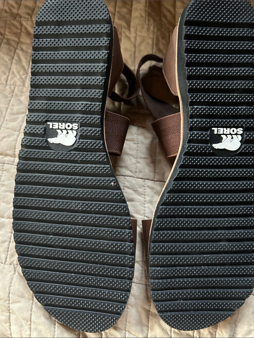 Sorel Brown Crisscross Strap Women's Sandals
